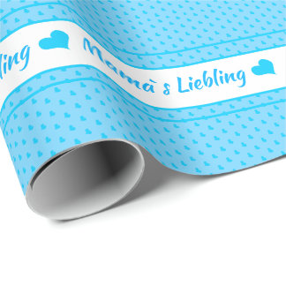 Mom's favorite blue with heart wrapping paper