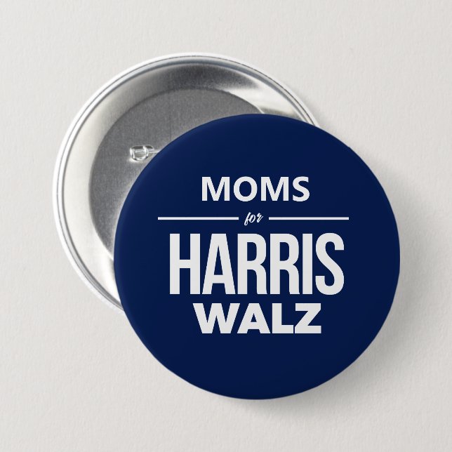 Moms for Harris Walz 7.5 Cm Round Badge (Front & Back)