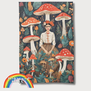 Mom's Frida Mushroom Forest foraging Christmas Tea Towel