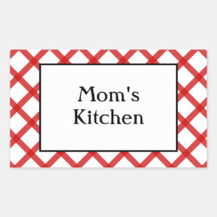 Moms Kitchen Custom Saying Red Checks Sticker