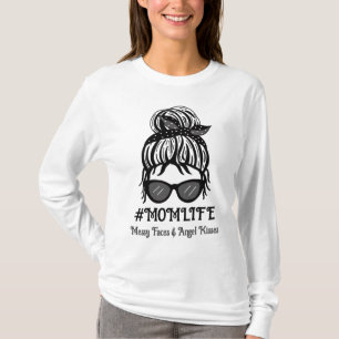 Mom's Life   Messy Faces and Angel Kisses T-Shirt