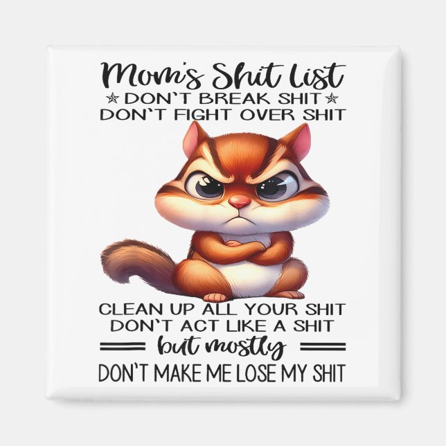 Mom's List Don't Break Don't Fight Over  Magnet (Front)