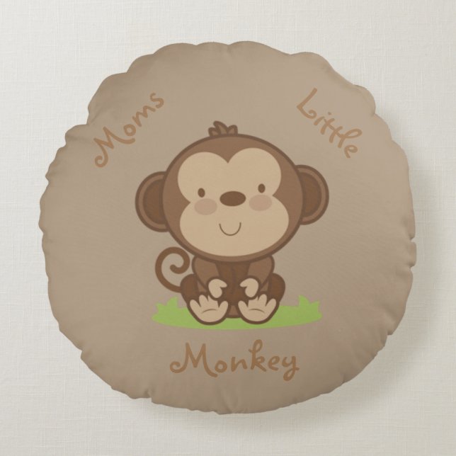 Moms Little Monkey Round Cushion (Front)