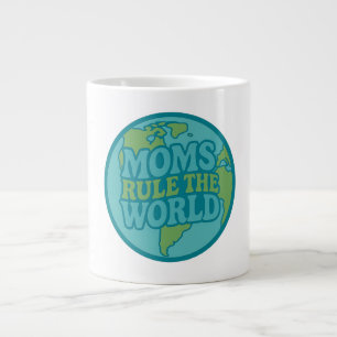 Moms Rule the World Groovy Globe Large Coffee Mug