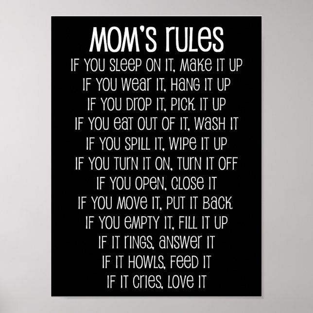 Mom's Rules Poster (Front)