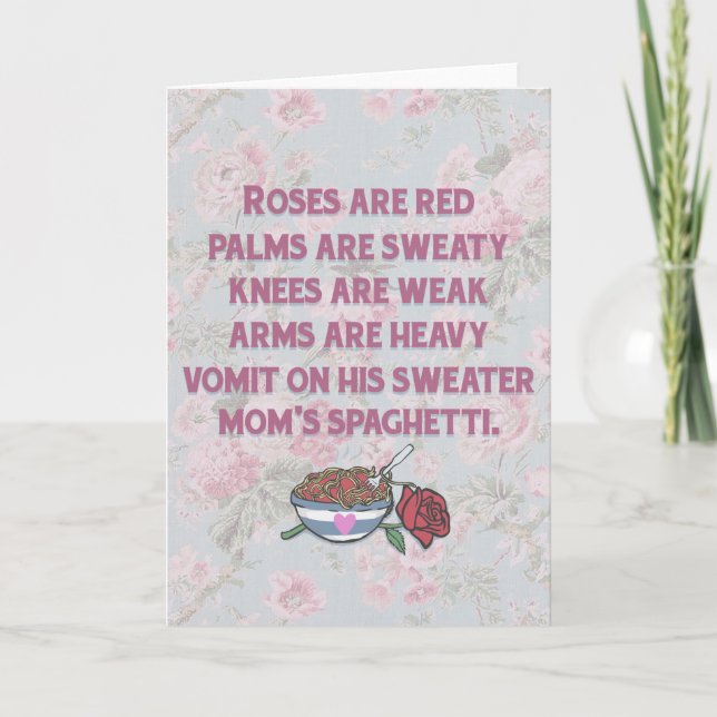 Mom's Spaghetti - funny poem Valentine's day card (Front)