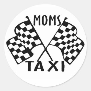 moms taxi classic round sticker