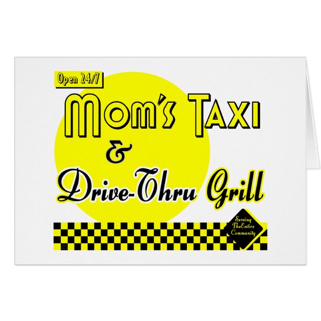 Moms Taxi & Drive-Thru Retro Art Card (Front Horizontal)