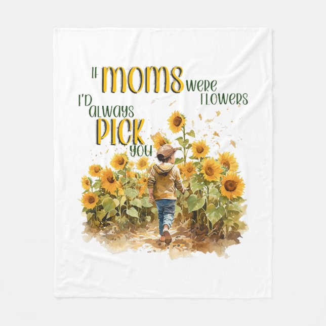 moms were flowers fleece blanket (Front)