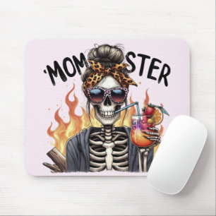 Momster - A Skeleton Mum on Fire Drinking Sangria Mouse Mat