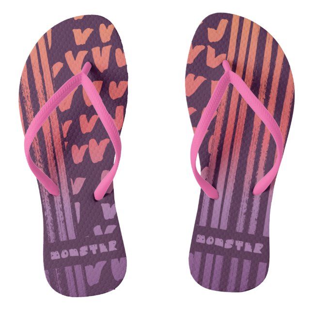 momster and hand drawn pattern flip flops (Footbed)