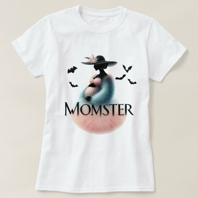 Momster Baby Announcement - Halloween Themed T-Shirt (Design Front)