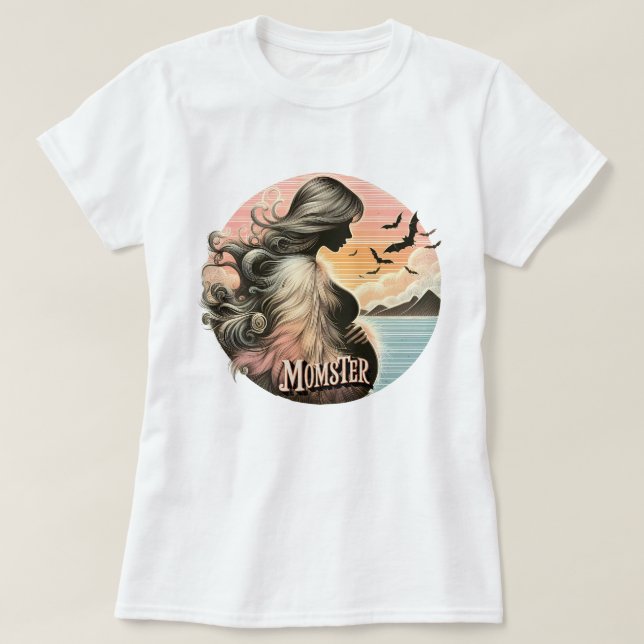 Momster Baby Announcement - Retro Sunset Halloween T-Shirt (Design Front)