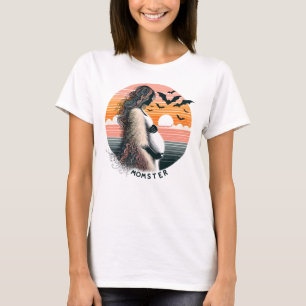 Momster Baby Announcement - Retro Sunset Halloween T-Shirt