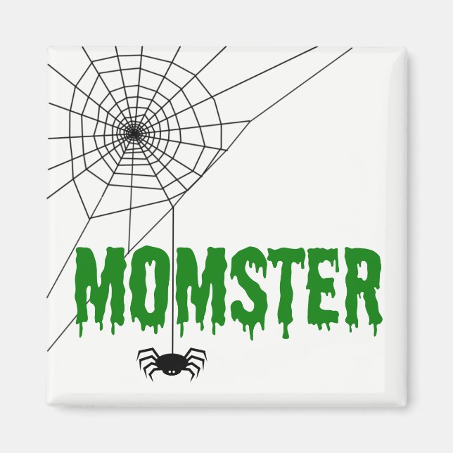 Momster Green Dripping Font Spider Web Magnet (Front)
