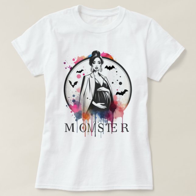 Momster Halloween Baby Announcement T-Shirt (Design Front)
