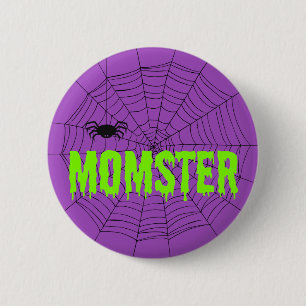 Momster Lime Green Dripping Font Spider Web Button
