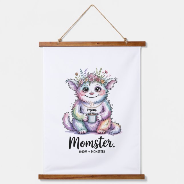Momster. (Mom + Monster) Hanging Tapestry (Front)