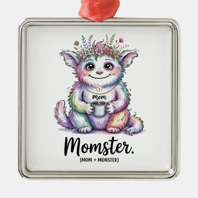 Momster. (Mom + Monster) Metal Tree Decoration (Front)
