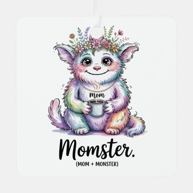 Momster. (Mom + Monster) Metal Tree Decoration (Front)