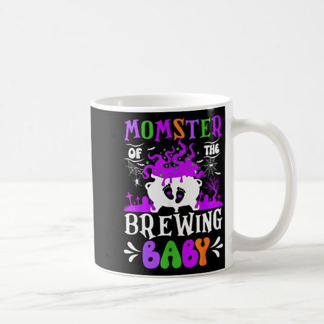 Momster Of The Brewing Baby Mom To Be Halloween  Coffee Mug (Right)