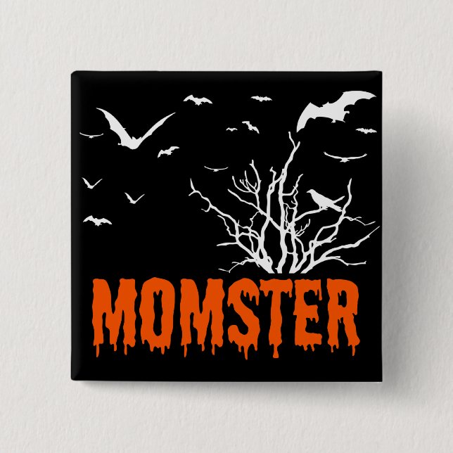 Momster Orange Dripping Font Flying Bats 15 Cm Square Badge (Front)