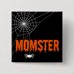 Momster Orange Dripping Font Spider Web 15 Cm Square Badge