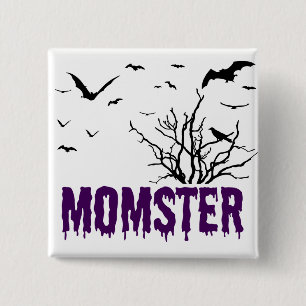 Momster Purple Dripping Font Flying Bats 15 Cm Square Badge