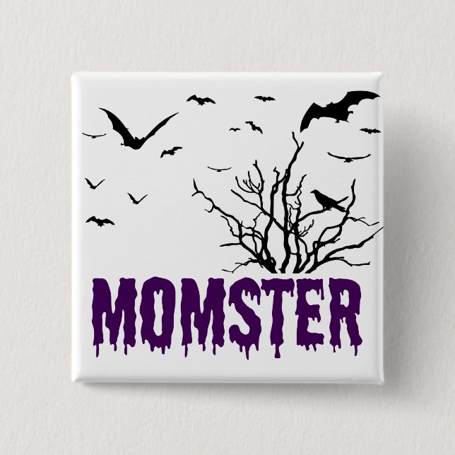 Momster Purple Dripping Font Flying Bats 15 Cm Square Badge (Front)