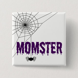 Momster Purple Dripping Font Spider Web 15 Cm Square Badge