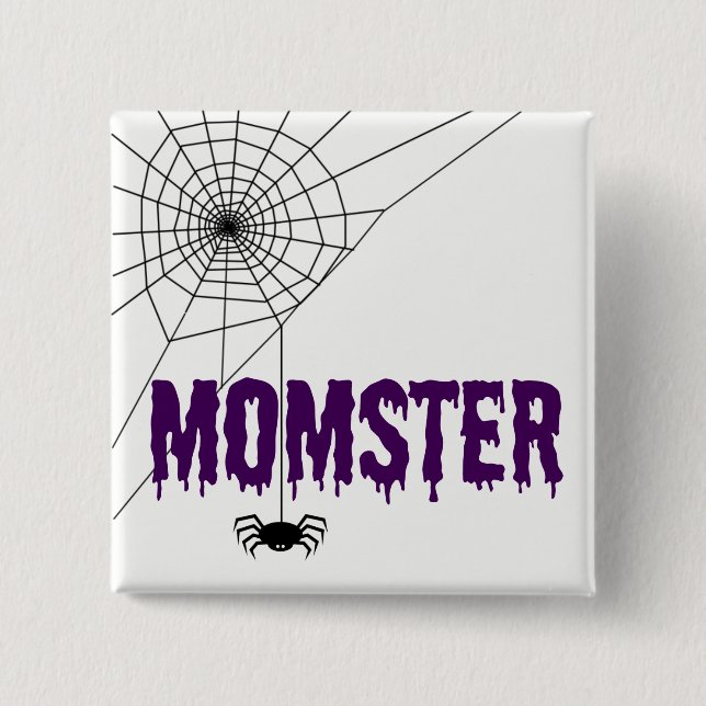 Momster Purple Dripping Font Spider Web 15 Cm Square Badge (Front)