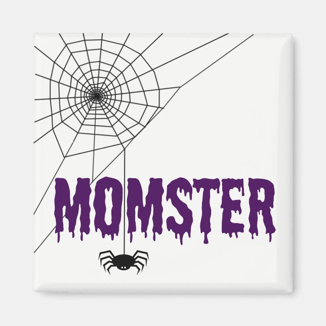 Momster Purple Dripping Font Spider Web Magnet (Front)