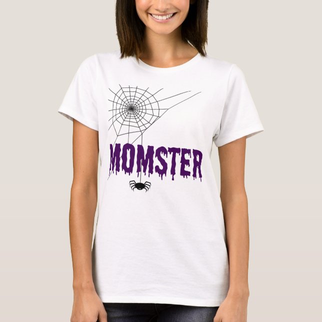 Momster Purple Dripping Font Spider Web T-Shirt (Front)