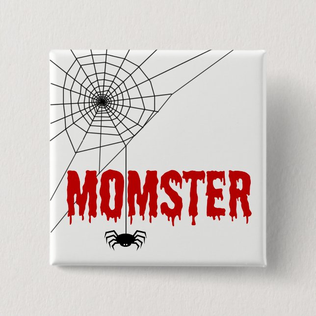 Momster Red Dripping Font Spider Web 15 Cm Square Badge (Front)