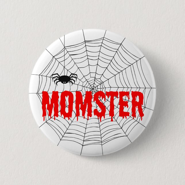 Momster Red Dripping Font Spider Web 6 Cm Round Badge (Front)