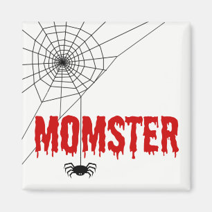 Momster Red Dripping Font Spider Web Magnet