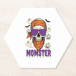 Momster skull Funny Halloween Mum Paper Coaster