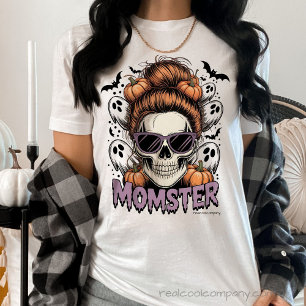 Momster Skull Halloween T-Shirt - Funny Scary Mum Tri-Blend Shirt