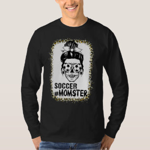 Momster Soccer Mum Messy Bun Skull For Women Hallo T-Shirt