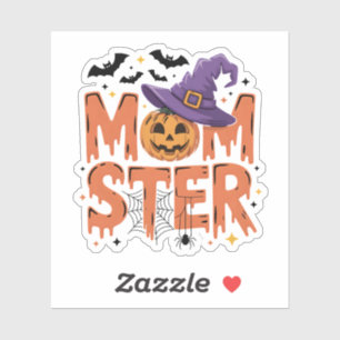Momster Spooky Halloween Mum Witch Hat Pumpkin Art