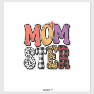 Momster Vintage Mum Leopard Plaid Typography Desig