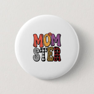 Momster Vintage Mum Leopard Plaid Typography Desig 6 Cm Round Badge