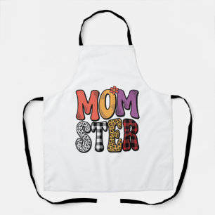 Momster Vintage Mum Leopard Plaid Typography Desig Apron