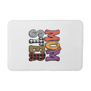 Momster Vintage Mum Leopard Plaid Typography Desig Bath Mat