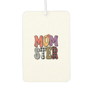 Momster Vintage Mum Leopard Plaid Typography Desig Car Air Freshener