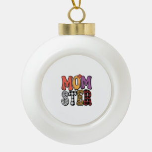 Momster Vintage Mum Leopard Plaid Typography Desig Ceramic Ball Christmas Ornament