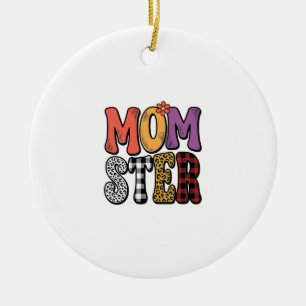 Momster Vintage Mum Leopard Plaid Typography Desig Ceramic Tree Decoration