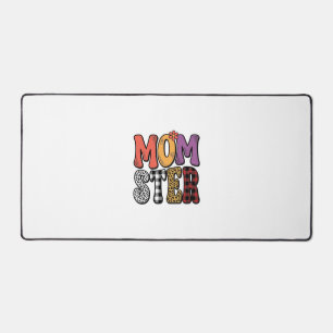 Momster Vintage Mum Leopard Plaid Typography Desig Desk Mat