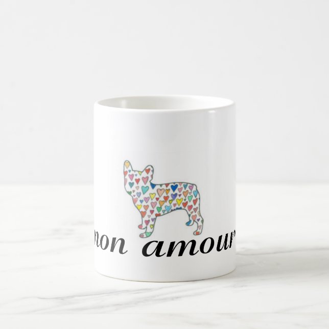 mon amour "my love" frenchie heart tea mug (Center)