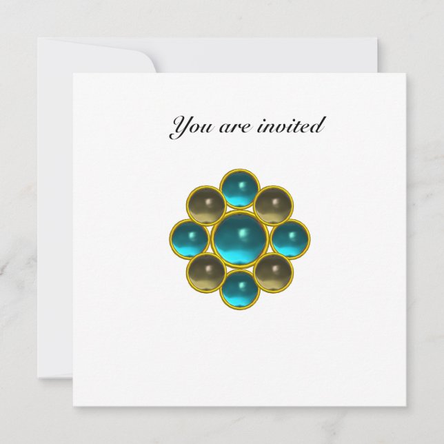 MON aquamarine agate white Invitation (Front)
